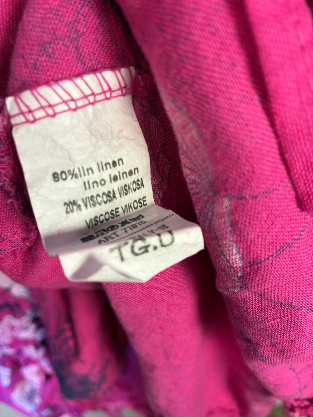 TG.U Made in Italy Linen Viscose Combo Drawstring Detail Floral Dress - Picture 7 of 12